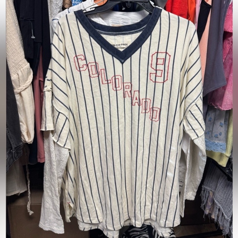 NWOT Free People We The Free Trevor Tee in Ivory Combo Size Med $128 Retail - Picture 6 of 8